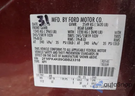 2016 Ford Edge Titanium из США, поврежденный, VIN 2FMPK4K89GBB23318